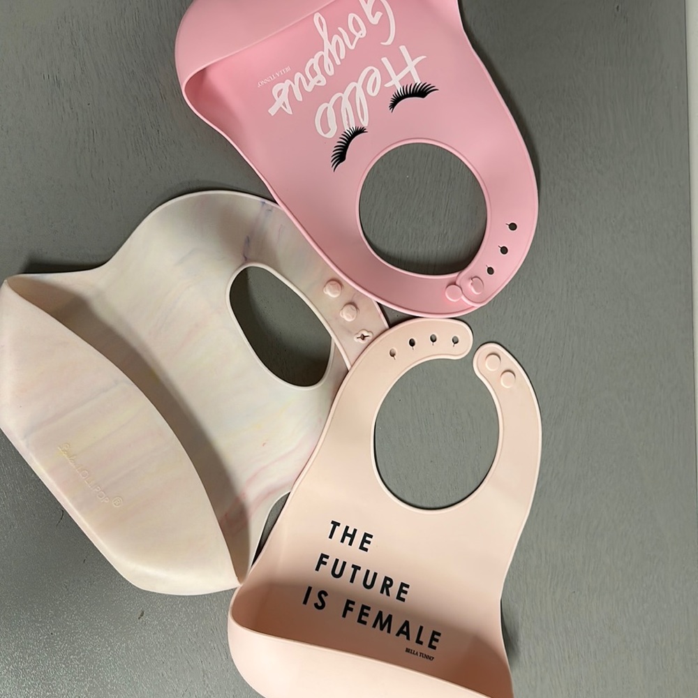 Silicone Baby Bib with Pocket Set of 3